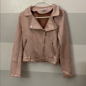 Fashion Nova Blush Suede Moto Jacket